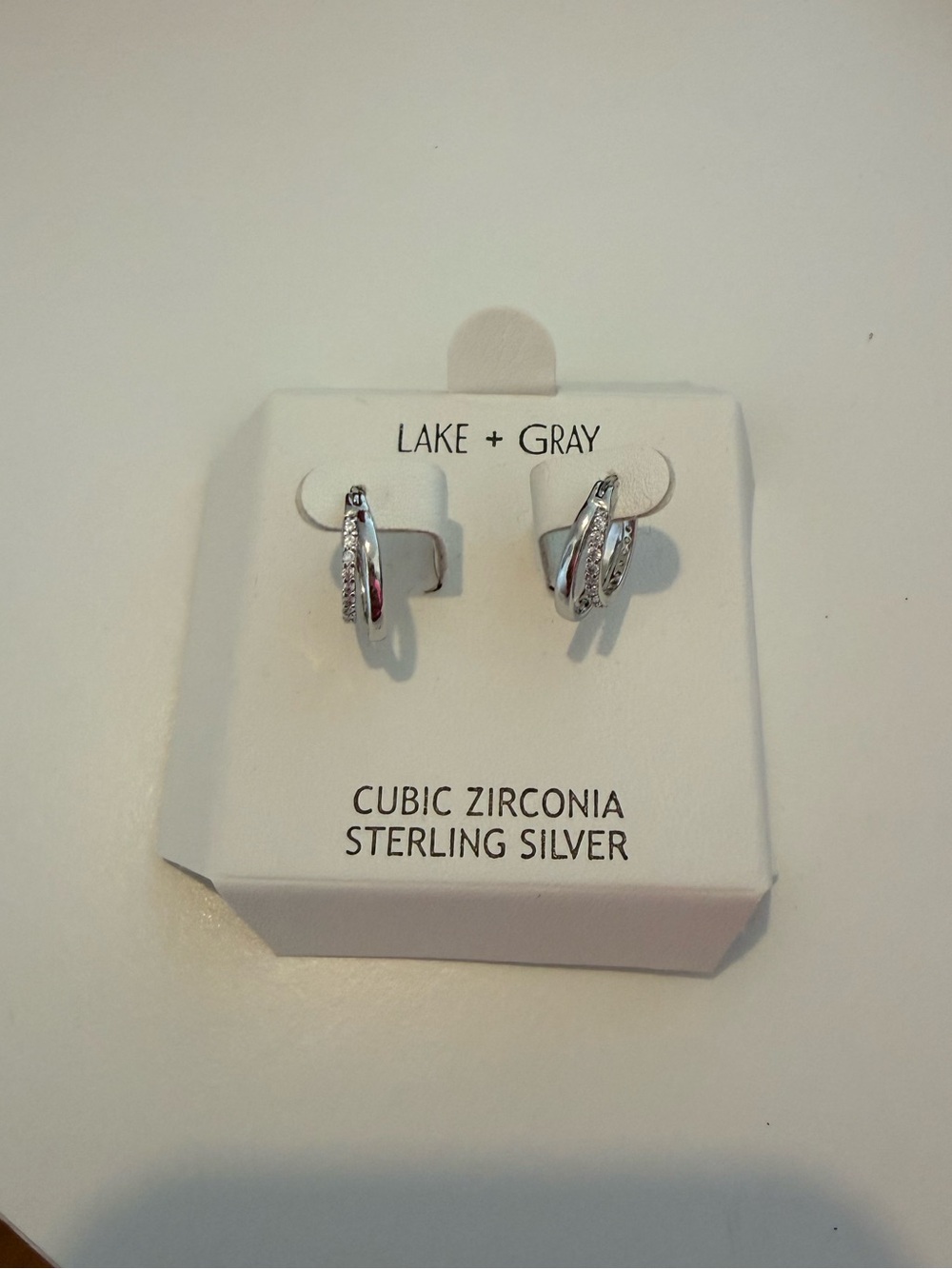 Sterling Silver Cubic Zirconia Hoop Earrings - Silver